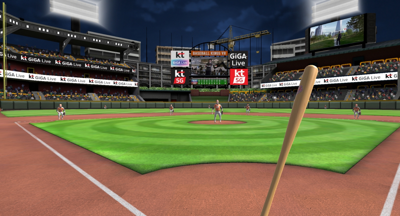 KT ‘기가 라이브 TV’를 통해 선보일 ‘VR 스포츠’ 야구 편에서 타자가 플레이하는 장면. / 사진=KT