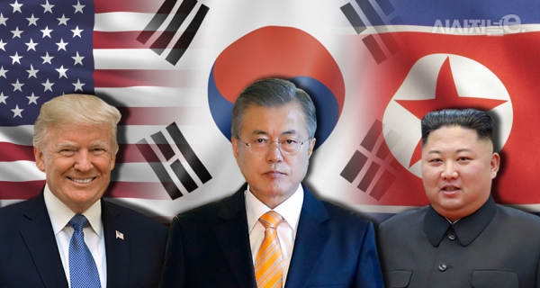 왼쪽부터 김정은 북한 국무위원장, 문재인 대통령, 도널드 트럼프 미국 대통령 모습. / 그래픽=이다인 디자이너