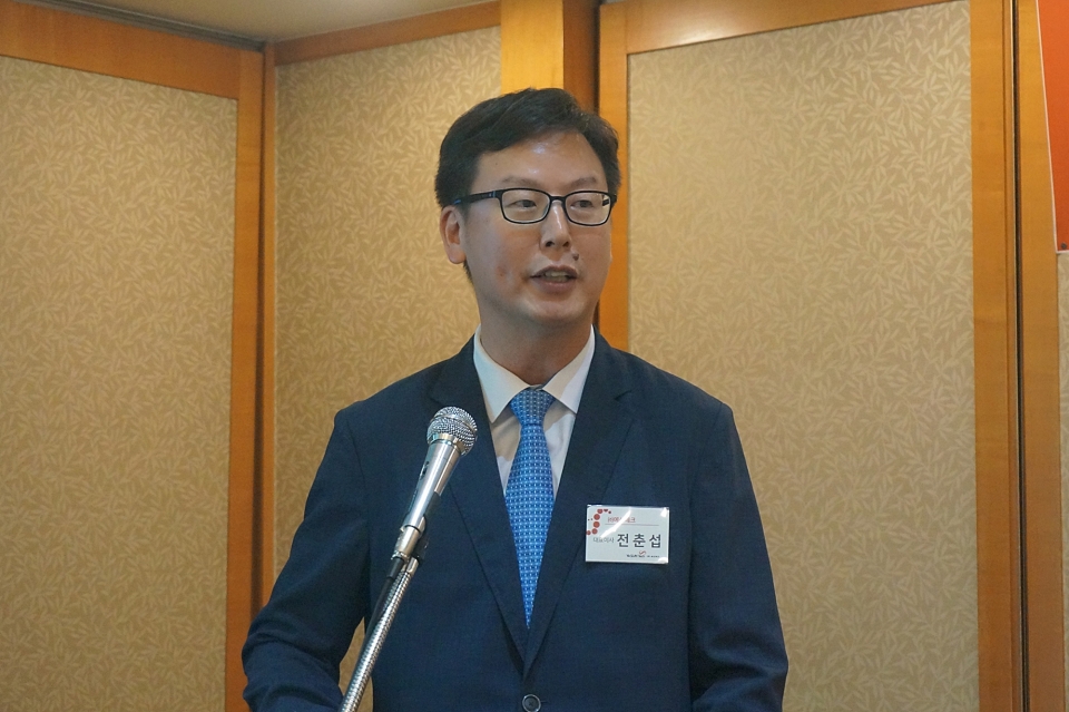 전춘섭 예선테크 대표가 31일 서울 여의도에서 개최한 IPO 간담회에서 경영 전략을 발표하고 있다. / 사진=예선테크