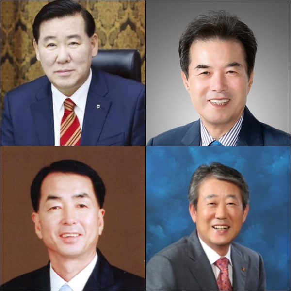 차기 농협중앙회장 선거에서 격전을 펼칠 것으로 예상되는 여원구 양평 양서조합장(왼쪽 위부터 시계방향)과 이성희 전 농협중앙회 감사위원장, 강호동 합천 율곡조합장, 유남영 정읍조합장/사진=농협중앙회 및 각 단위 농협