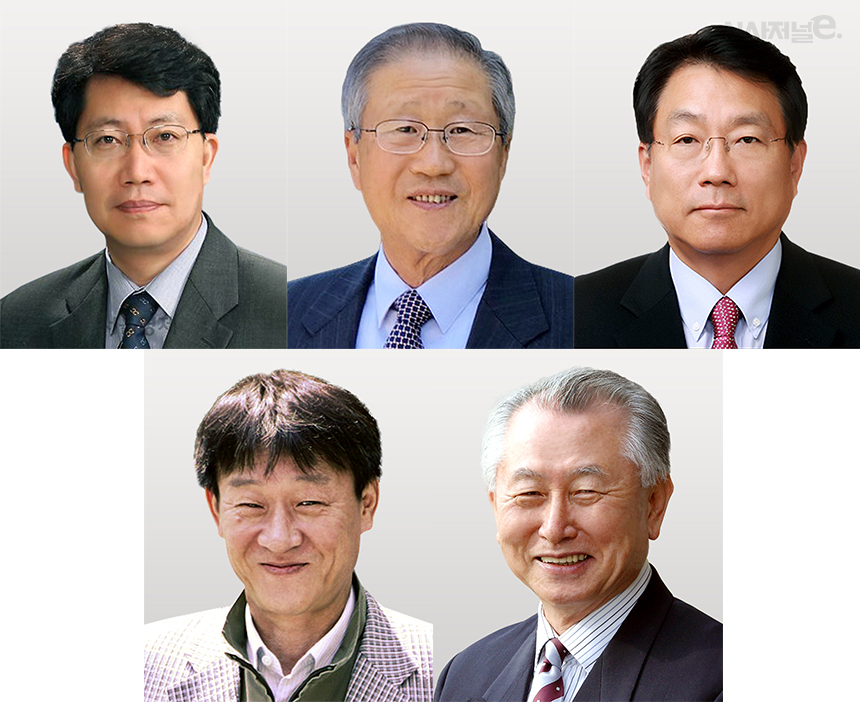 (왼쪽위부터 시계방향으로) 김수봉 성균관대 기초과학연구소 수석연구원 임재수 미국 MIT교수, 박승정 울산대 석좌교수, 김성수 우리마을 촌장, 김민기 극단 학전 대표. / 사진=호암재단, 편집=디자이너 조현경