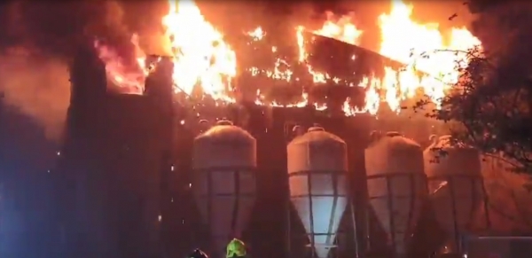 4일 오후 제주 서귀포시에 있는 한 양돈장에서 불이 나 서귀포소방서 등 소방당국이 진화하고 있다. (서귀포소방서 제공) / 사진=연합뉴스