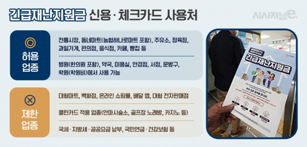 긴급재난지원금 사용처 정리. / 자료=행정안전부, 연합뉴스, 표=김은실 디자이너