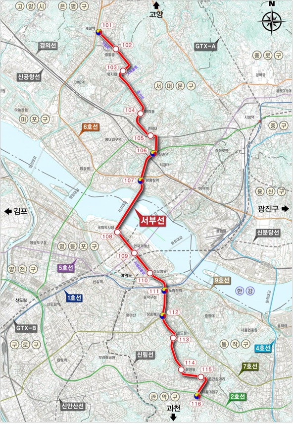 2028년 개통 기대되는 서부선 경전철 노선도 / 자료=서울시