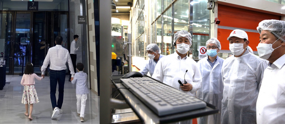 정용진 신세계 부회장(좌)과 신동빈 롯데 회장(오른쪽 두 번째). / 사진=정용진 인스타그램, 롯데지주