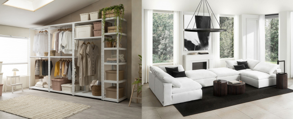 현대리바트 키친 랙커스, 까사미아 소파 캄포 시리즈. / 사진=각 사