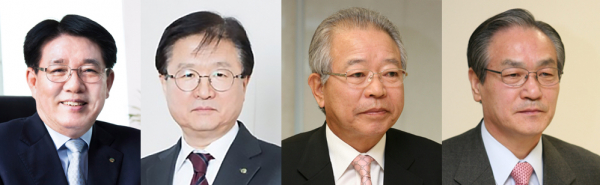 왼쪽부터 이정희 유한양행 대표이사 사장, 조욱제 유한양행 부사장, 최승주 삼진제약 대표이사 회장, 조의환 삼진제약 대표이사 회장. / 사진=각 제약사