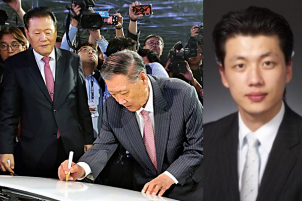 2016년 현대차 창저우공장 준공당시 설영흥 전 현대차 부회장과 정몽구 현대차 회장. 설호지 현대차 전무. /사진=현대차