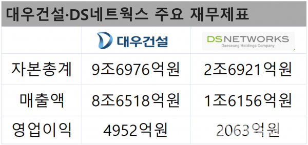 2019년 기준 대우건설·DS네트웍스 주요 재무제표 /자료=금융감독원 전자공시시스템