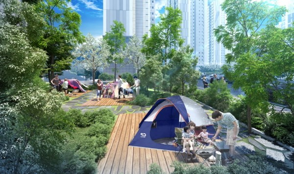 두산 위브더제니스 단지 내 캠핑장 모습 / 사진=리얼하우스