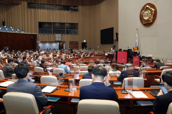 더불어민주당 송영길 대표가 7일 서울 여의도 국회에서 열린 정책의원총회에서 발언하고 있다. / 사진=연합뉴스