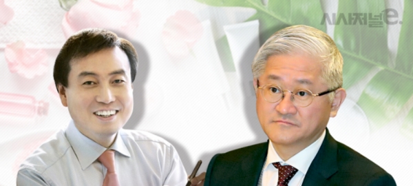 차석용 LG생활건강 부회장(왼쪽), 서경배 아모레퍼시픽 회장(오른쪽). / 그래픽=시사저널e