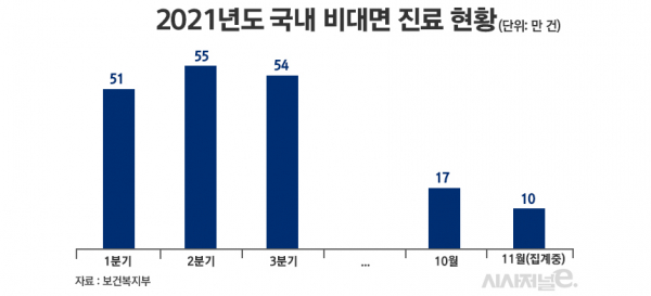 2021년도 국내 비대면 진료 현황 / 그래픽=정승아 디자이너