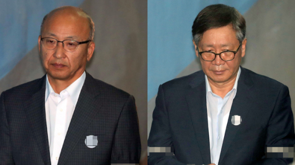 문형표 전 보건복지부 장관(왼쪽)과 홍완선 전 국민연금관리공단 기금운용본부장 / . 사진=연합뉴스