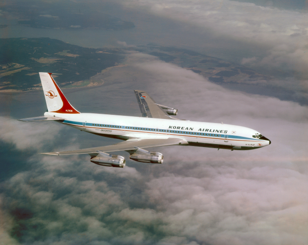 대한항공의 미주 첫 운항 항공기인 보잉 707 제트. / 사진=대한항공