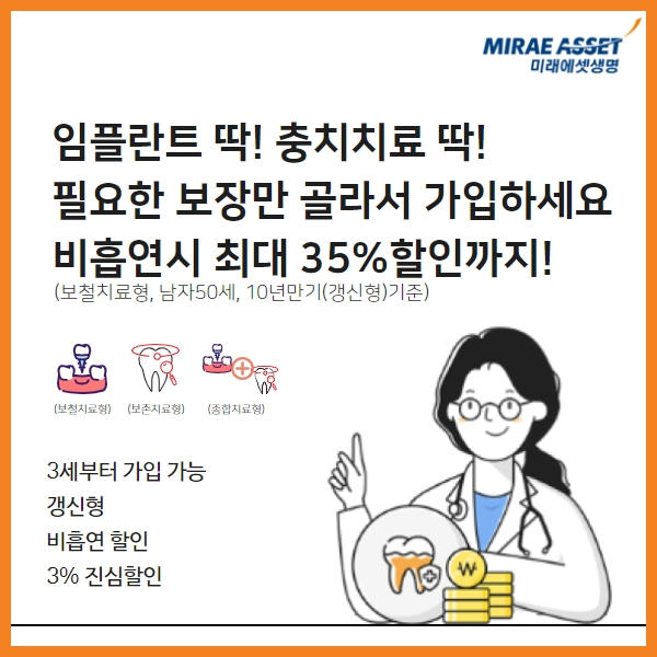 미래에셋생명 온라인 비흡연딱딱치아보험/사진=미래에셋생명