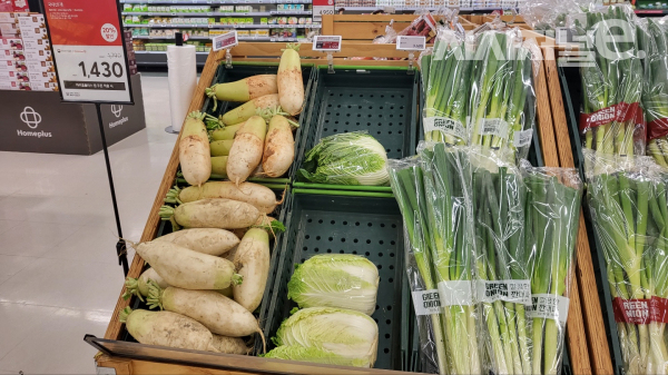 홈플러스 남현점에서 낱개 판매되는 채소들. / 사진=한다원 기자
