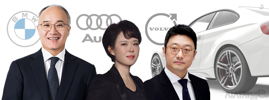최근 국내 수입차 상위권 브랜드에서 한국인 CEO가 강세를 보이고 있다. (사진 왼쪽부터 한상윤 BMW코리아 대표, 임현기 아우디코리아 대표, 이윤모 볼보자동차코리아 대표) / 사진=김은실 디자이너