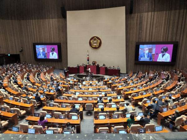 27일 국회 본회의장에서 교육 문화 사회 분야 대정부 질문이 열렸다. / 사진=최성근 기자