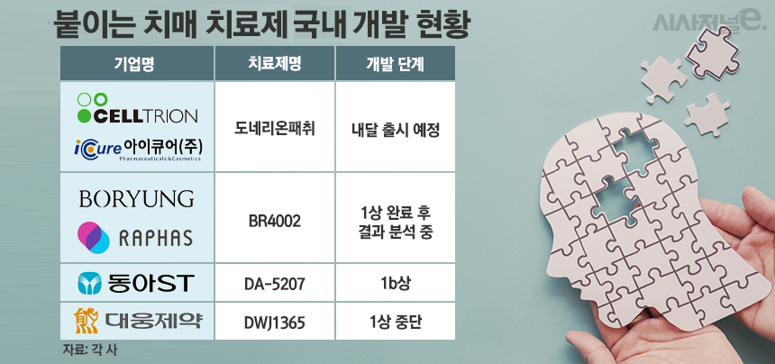 붙이는 치매 치료제 국내 개발 현황 / 그래픽=정승아 디자이너