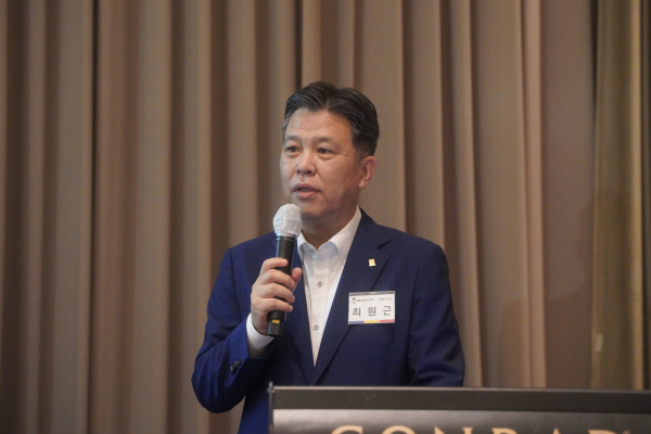 최원근 WCP 대표가 지난 7월 29일 열린 기자 간담회에서 회사 소개를 하고 있다. / 사진=서울IR