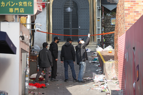 2차 현장감식 이뤄지는 이태원 참사 현장. / 사진=연합뉴스