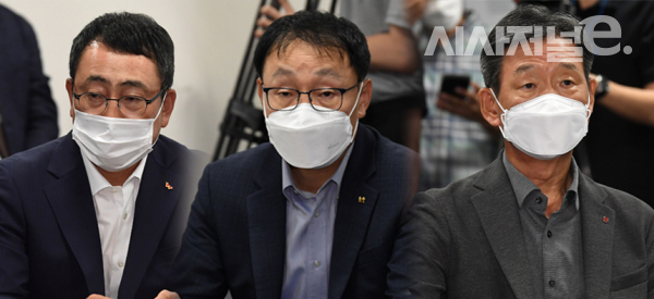 왼쪽부터 유영상 SK텔레콤 대표, 구현모 KT 대표, 황현식 LG유플러스 대표 / 사진 = 각사