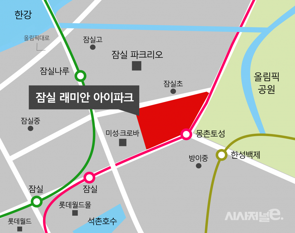 ‘잠실 래미안 아이파크’ 위치도 / 그래픽=시사저널e