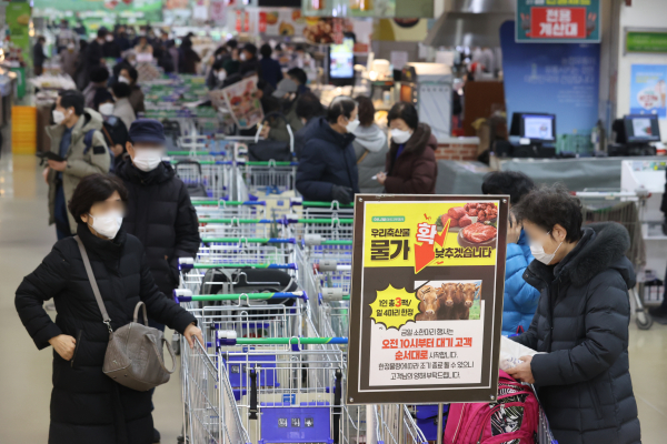 9일 서울 하나로마트 양재점에서 고객들이 쇼핑하고 있다. / 사진=연합뉴스
