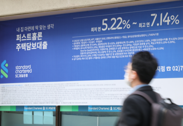 은행권 대출 금리가 2주일 새 1% 포인트 가까이 급락했다. 사진은 17일 서울 시내 은행에 대출금리 안내문 모습 / 사진=연합뉴스