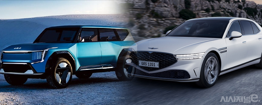 현대차그룹의 레벨3 자율주행 기술 적용이 예상되는 EV9과 G90 / 그래픽=정승아 디자이너