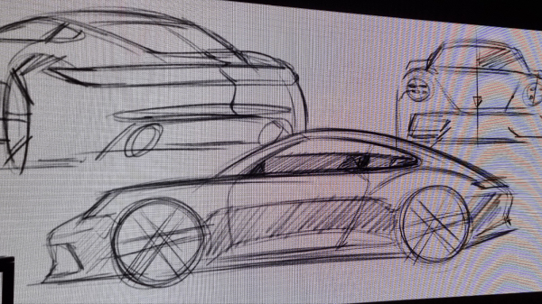 정우성 디자이너가 즉석에서 스케치한 포르쉐 차량 모습. / 사진=박성수 기자