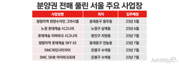 올해 입주예정인 사업장 가운데 분양권 전매가 가능한 주요 단지 / 그래픽=정승아 디자이너