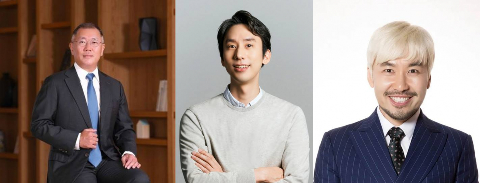 (왼쪽부터) 정의선 현대자동차그룹 회장, 박재욱 쏘카 대표, 노홍철 ㈜노홍철천재 대표. /사진=전국경제인연합회