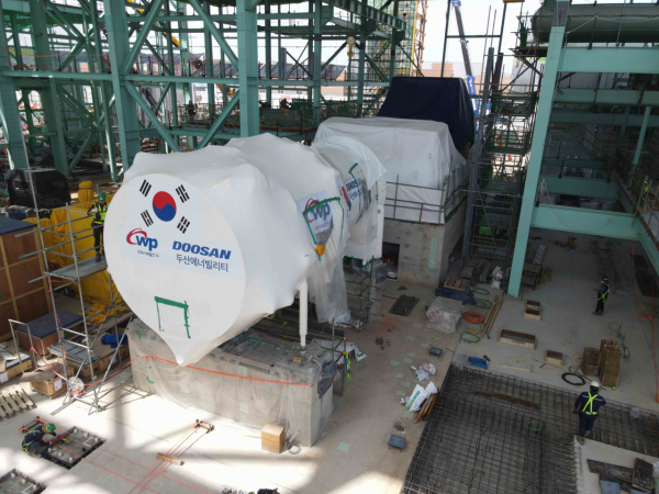 두산에너빌리티가 한국서부발전 김포열병합발전소에 공급한 270㎿급 가스터빈. /사진=두산