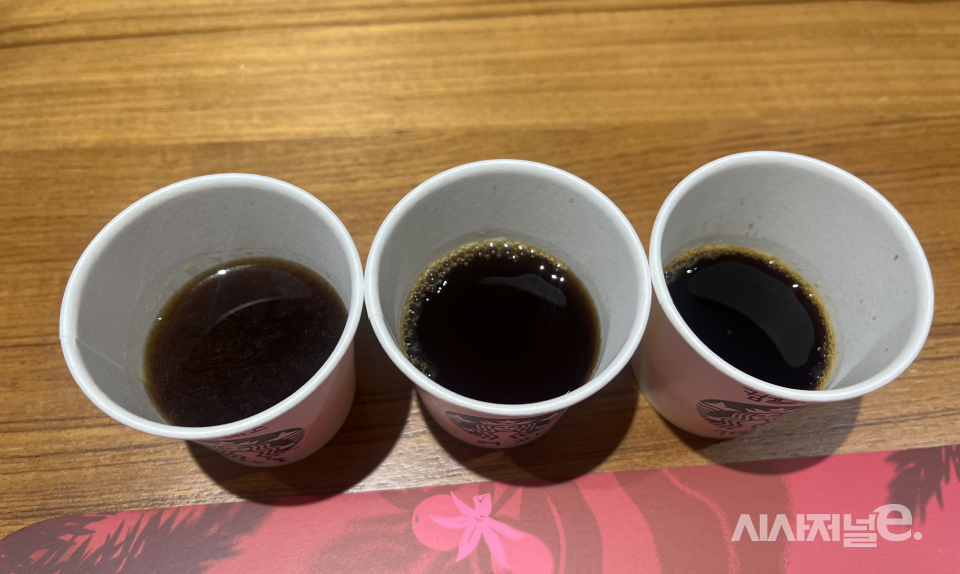 3가지 방법으로 추출된 커피./사진=박예영 기자