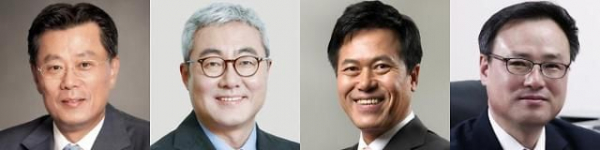 (왼쪽부터) 조대식 수펙스추구협의회 의장, 김준 SK이노베이션 부회장, 박정호 SK하이닉스 부회장, 장동현 SK㈜ 부회장. /사진=SK