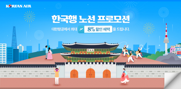 대한항공이 지난 8~9월 실시한 국내선 프로모션의 안내 이미지. 항공권 가격 할인율을 명시하고 있다. / 사진=대한항공