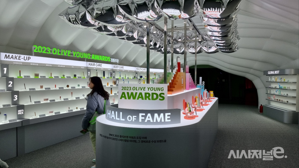 CJ올리브영 어워즈 1위 제품들. / 사진=한다원 기자