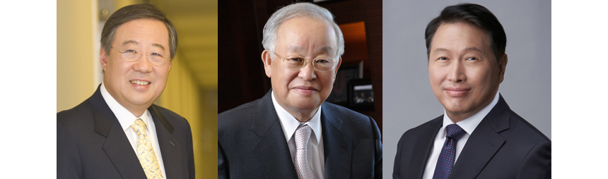 (왼쪽부터) 류진 한국경제인협회 회장, 손경식 한국경영자총협회 회장, 최태원 대한상공회의소 회장. / 사진=각 단체