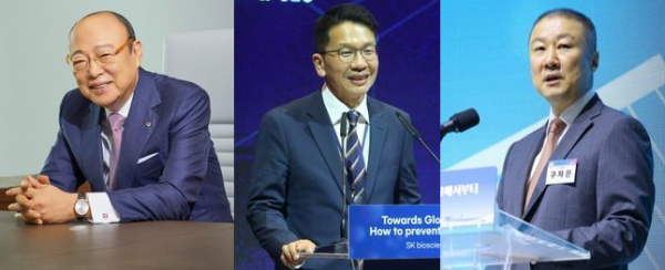 김승연 한화 회장(왼쪽부터)과 최창원 SK디스커버리 부회장, 구자은 LS 회장. / 사진=각 사