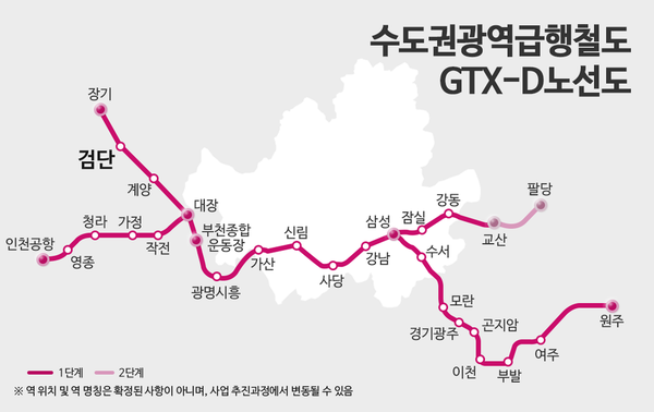수도권광역급행철도(GTX)-D 노선도