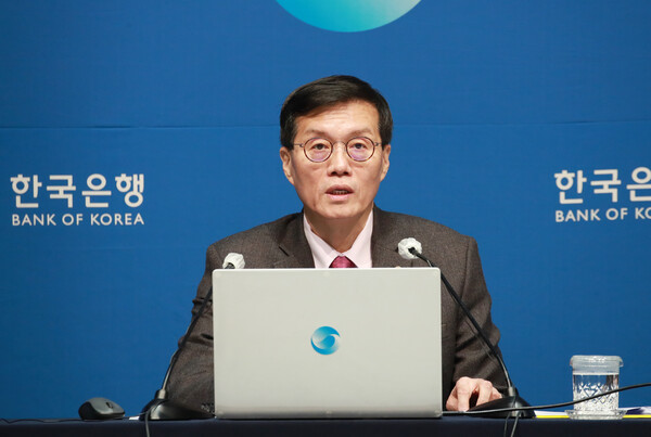 이창용 한국은행 총재가 22일 오전 서울 중구 한국은행에서 열린 통화정책방향 기자간담회에서 발언하고 있다./사진=한국은행