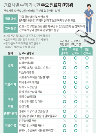 간호사별 수행 가능한 주요 진료지원행위. / 사진=연합뉴스