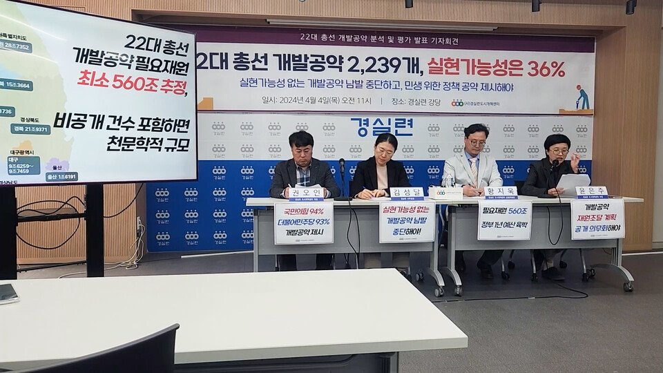 22대 총선 개발공약 분석 및 평가 발표 기자회견. / 사진 = 최성근 기자