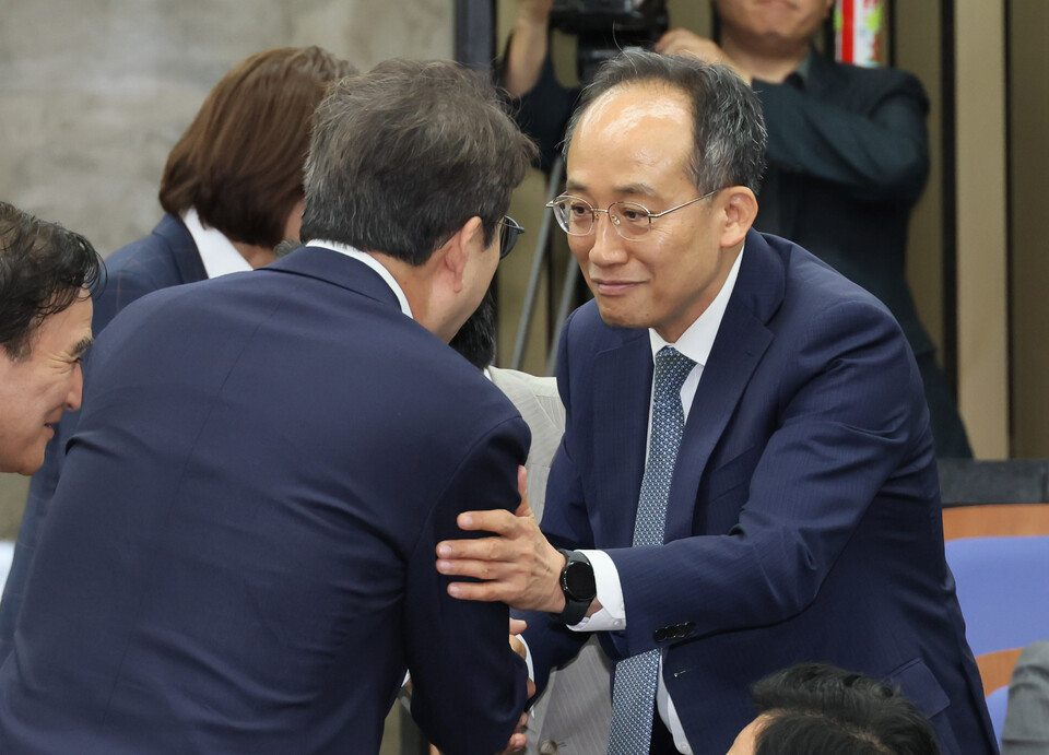 국민의힘 추경호 의원이 4월 29일 국회에서 열린 제22대 국회의원 당선자 총회에 참석하고 있다. /사진=연합뉴스