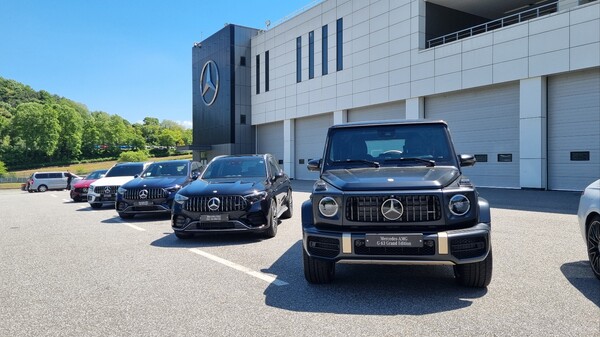 패독에 벤츠의 AMG SUV 차량들이 도열돼 있다. / 사진=최동훈 기자