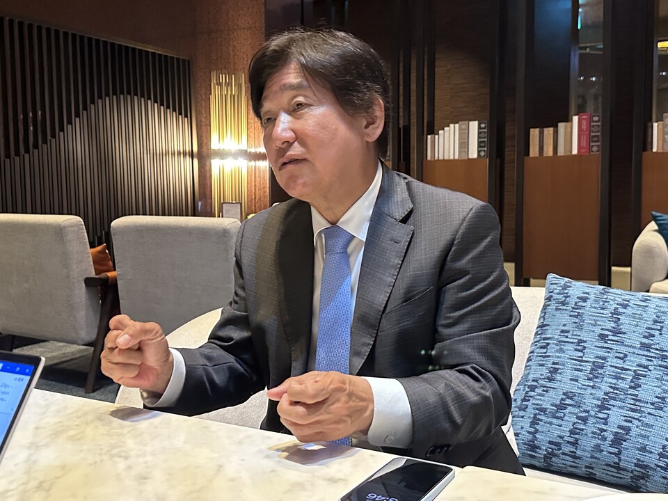 이상훈 에이비엘바이오 대표가 시사저널e와 만나 인터뷰하고 있다./ 사진=최다은 기자