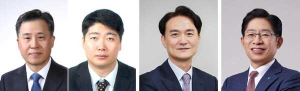 왼쪽부터 장원재·김종민 메리츠증권 각자 대표, 엄주성 키움증권 대표, 강성묵 하나증권 대표. / 사진=각사.