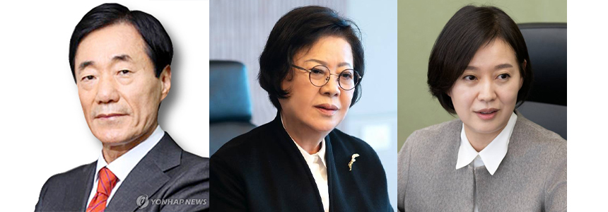 왼쪽부터 신동국 한양정밀 회장, 송영숙 한미약품그룹 회장, 임주현 한미약품 부회장. / 사진=한미약품